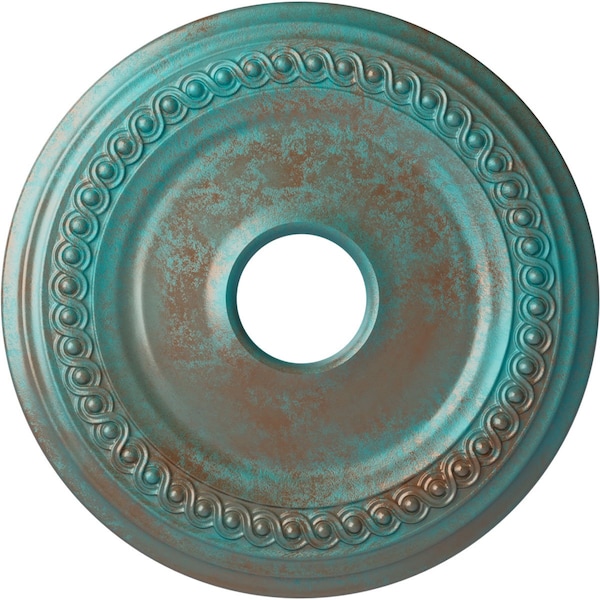 Ekena Millwork Classic Ceiling Medallion (Canopies up to 12 3/4"), 18 5/8"OD 4"ID x 1 1/8"P, Copper Green Patina CM19CLCGS - main